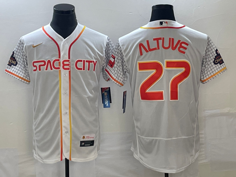 Men's Houston Astros Jose Altuve #27 White City Connect Jersey